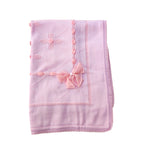 Coperta In 100% Lana E Seta Con Fiocco In Organza Rosa Neonata CREAZIONI LUANA 7050 - CREAZIONI LUANA - LuxuryKids