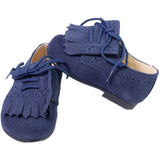 Scarpe Primi Passi Francesina Camoscio Con Lacci Blu Bambino Panyno E2119 - PANYNO - LuxuryKids