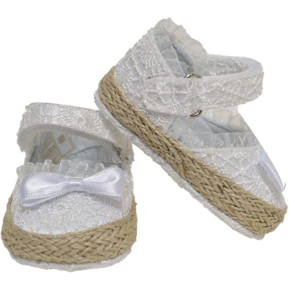 Scarpetta culla Ballerina In macramè Neonata Bianco Panyno  A2246 - PANYNO - LuxuryKids