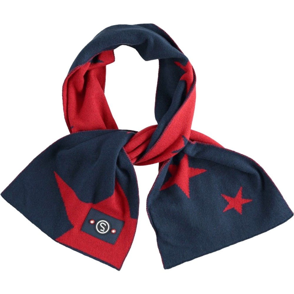 Sciarpa In Misto Lana Blu Con Stelle Rosse Bambino Sarabanda K004 - SARABANDA - LuxuryKids