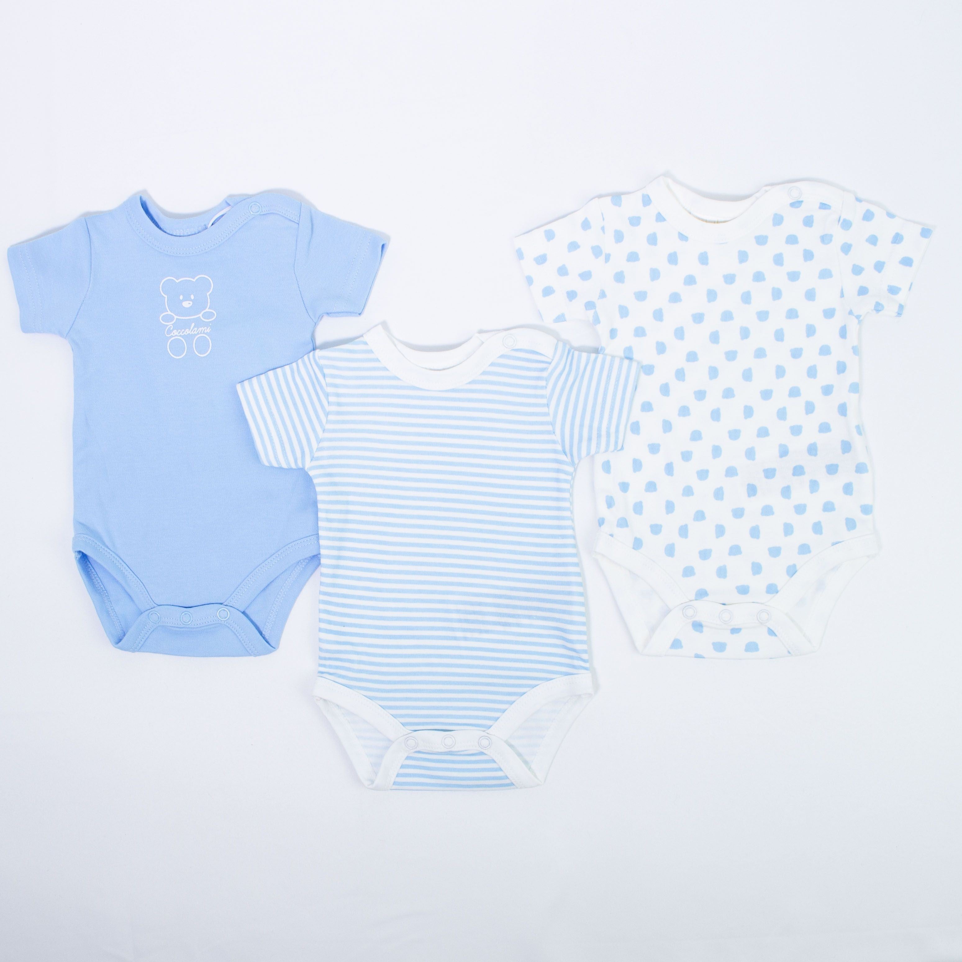 Set 3 Body Mezza Manica Caldo Cotone Fantasie Diverse Rosa-Celeste Neonati MINIBANDA 1325 - MINIBANDA - LuxuryKids