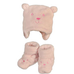 Set Cappello E Scaroine In Ciniglia Rosa Neonata Minibanda R305 - MINIBANDA - LuxuryKids