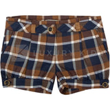 Short In Caldo Cotone A Quadroni Marrone-Blu Neonata Dr Kid 308 - DR.KID - LuxuryKids