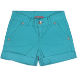 Short in Cotone Verde Acqua in Tinta Unita Bambina Liu Jo K130650 - LIU JO - LuxuryKids