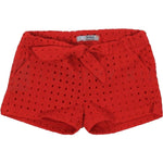 Short In Pizzo San Gallo Rosso Bambina Dr Kid DK320 - DR.KID - LuxuryKids