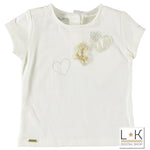 T-shirt Con strass Panna Neonata Sarabanda U211 - SARABANDA - LuxuryKids