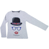 T-shirt in Caldo Cotone Elasticizzato Grigia con Stampa e Strass Bambina TAKE TWO MO2889 - TAKE TWO - LuxuryKids