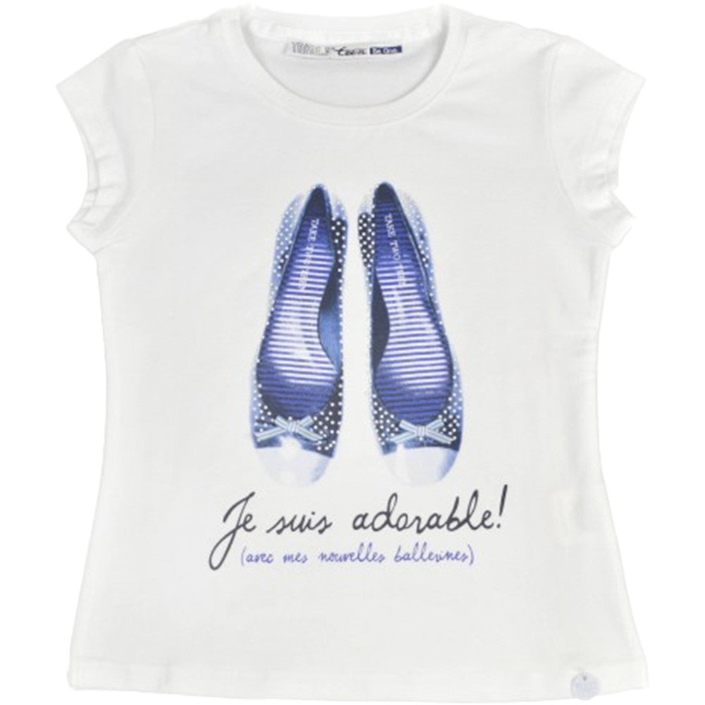 T-Shirt in Cotone Bianco con Stampa Bambina Take Two M02697 - TAKE TWO - LuxuryKids