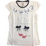 T-Shirt in Cotone Bianco con Stampa Bambina Take Two M03143 - TAKE TWO - LuxuryKids