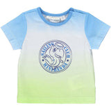 T-Shirt in Cotone Celeste-Verde Neonato Minibanda M631 - MINIBANDA - LuxuryKids