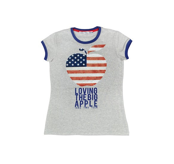 T-Shirt in Cotone Grigio con Stampa Bambina Take Two M02691 - TAKE TWO - LuxuryKids