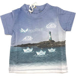 T-Shirt in Cotone Neonato Celeste Minibanda Q630 - MINIBANDA - LuxuryKids