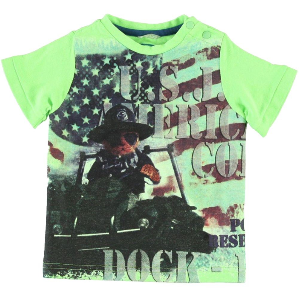 T-Shirt in Cotone Verde con Stampa Neonato Sarabanda M521 - SARABANDA - LuxuryKids