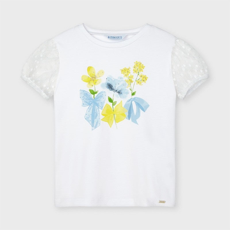 T-Shirt Mezza Manica Bianca Con Stampa Bambina MAYORAL 3001 - MAYORAL - LuxuryKids