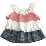 Top con Balze Neonata Rosso-Bianco-Blu Sarabanda E552 - SARABANDA - LuxuryKids
