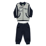Tuta 2 pezzi Sportiva Caldo cotone Blu-Grigio Neonato H721 - SARABANDA - LuxuryKids