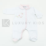Tutina Intera Con Ricamo E Rouches In Raso Rosa Neonata La Sartoria Dei Piccoli LT760 - LA SARTORIA DEI PICCOLI - LuxuryKids