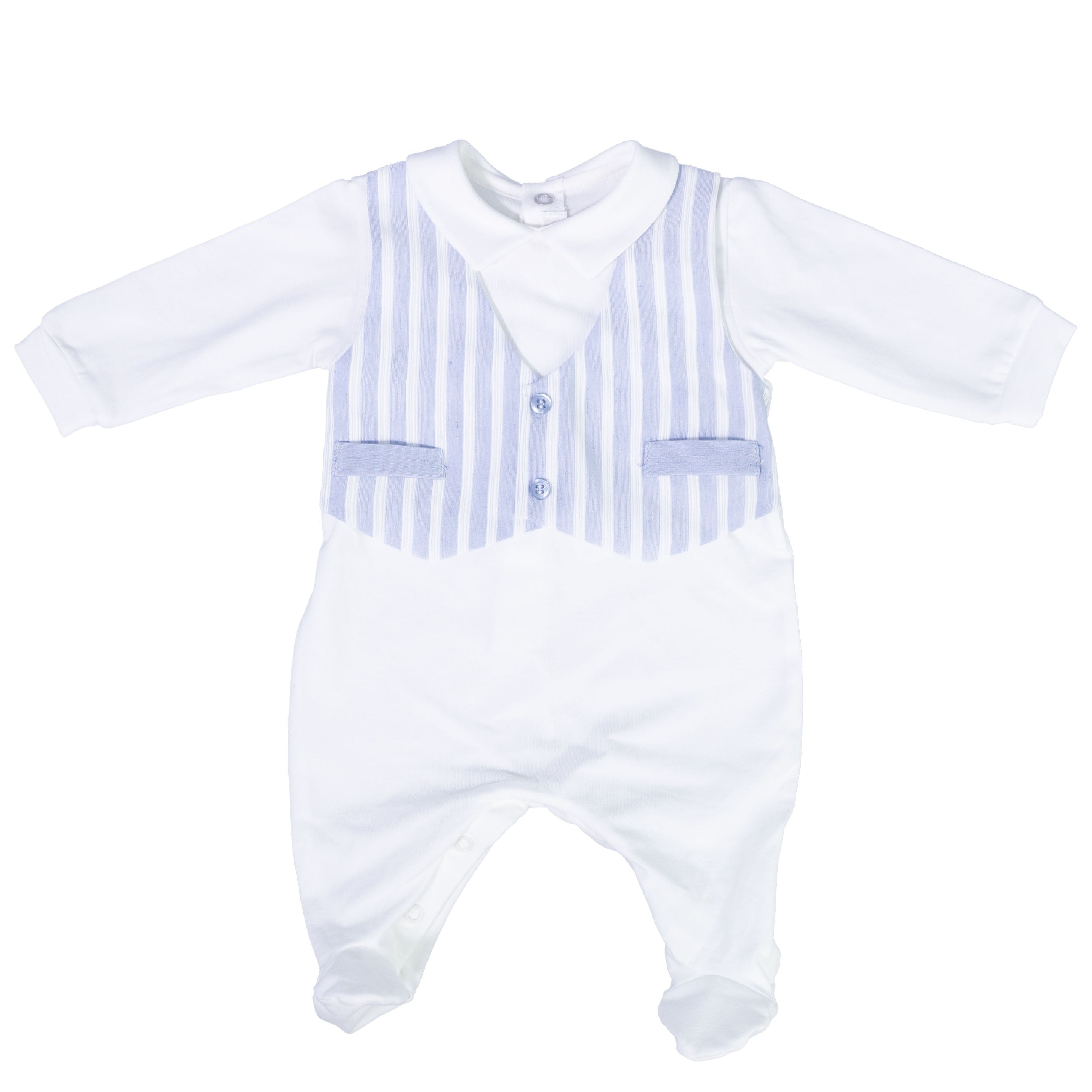 Tutina Intera Corredino In Cotone Celeste-Panna Neonato TETO E TATTA TU4621 - TETO E TATTA - LuxuryKids