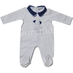 Tutina Intera Cotone Bianco-Celeste Neonato Ninnaoh E18307TJ - NINNAOH - LuxuryKids