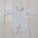 Tutina Intera Cotone Neonato Bianco-Beige Ninnaoh E18266TJ - NINNAOH - LuxuryKids