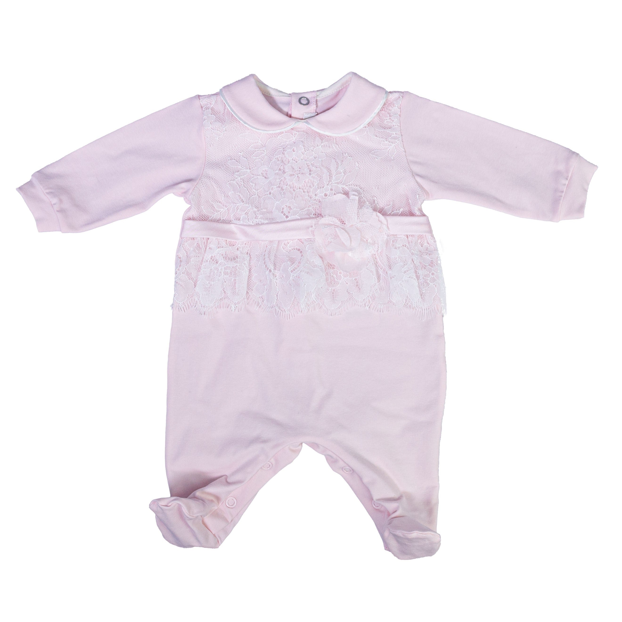 Tutina Intera in Cotone con Pizzo Rosa Neonata TETO E TATTA TU4540 - TETO E TATTA - LuxuryKids