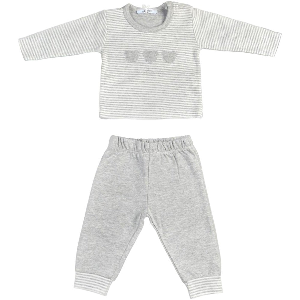 Tutina Spezzata In Caldo Cotone Grigia Neonato Ninnaoh I15276 - NINNAOH - LuxuryKids