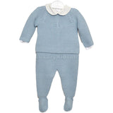 Tutina spezzata in caldo Cotone Verde Acqua con Body Per Neonato Paloma de la O ZI8P01 - PALOMA DE LA O - LuxuryKids