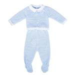 Tutina Spezzata In Tessuto Anallergico Celeste Neonato SARDON MC186 - SARDON - LuxuryKids