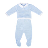 Tutina Spezzata In Tessuto Anallergico Celeste Neonato SARDON MC186 - SARDON - LuxuryKids