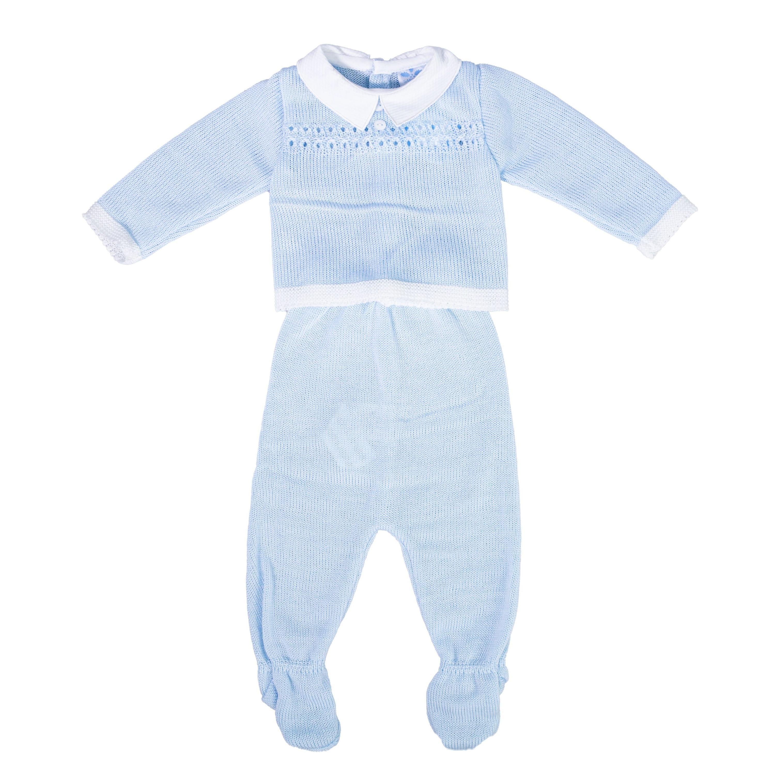 Tutina Spezzata In Tessuto Anallergico Celeste Neonato SARDON MC186 - SARDON - LuxuryKids