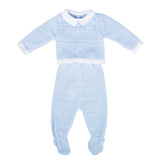 Tutina Spezzata In Tessuto Anallergico Celeste Neonato SARDON MC186 - SARDON - LuxuryKids