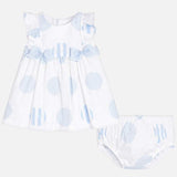 Vestito a pois celeste stampato In cotone neonata bianco 1815 Mayoral - MAYORAL - LuxuryKids