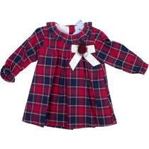 Vestito Caldo Cotone Fantasia Quadri Rossa Neonata SARDON FA743 - SARDON - LuxuryKids