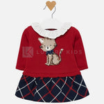 Vestito colletto con volant Neonata Rosso  Mayoral 2834 - MAYORAL - LuxuryKids