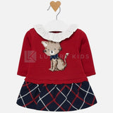 Vestito colletto con volant Neonata Rosso  Mayoral 2834 - MAYORAL - LuxuryKids