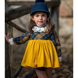 Vestito In Caldo Cotone Senape Bambina MIMOSA NATALIA-00 - MIMOSA - LuxuryKids