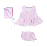 Vestito in Cotone a Pois Con Culotte e Cuffia Rosa Neonata DEL SUR 0178 - DEL SUR - LuxuryKids