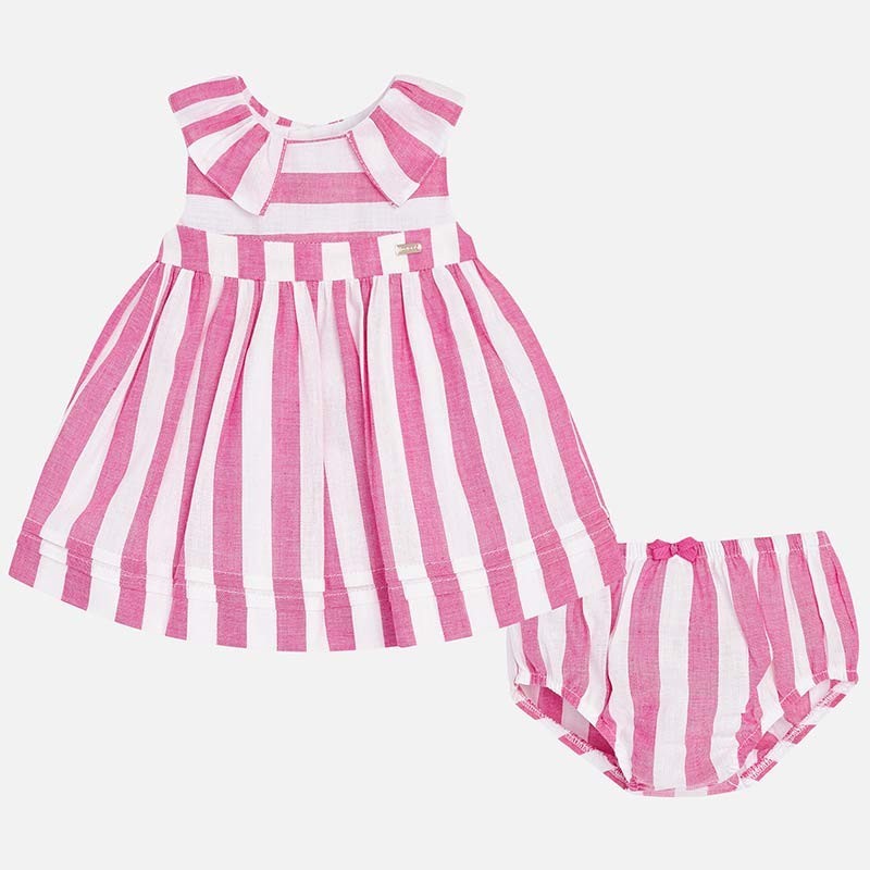 Vestito in misto lino a righe con culotte neonata 1835R Mayoral - MAYORAL - LuxuryKids