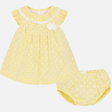 Vestito Plumetis in Cotone  con Culotte abbinata Giallo Neonata 1828G Mayoral - MAYORAL - LuxuryKids