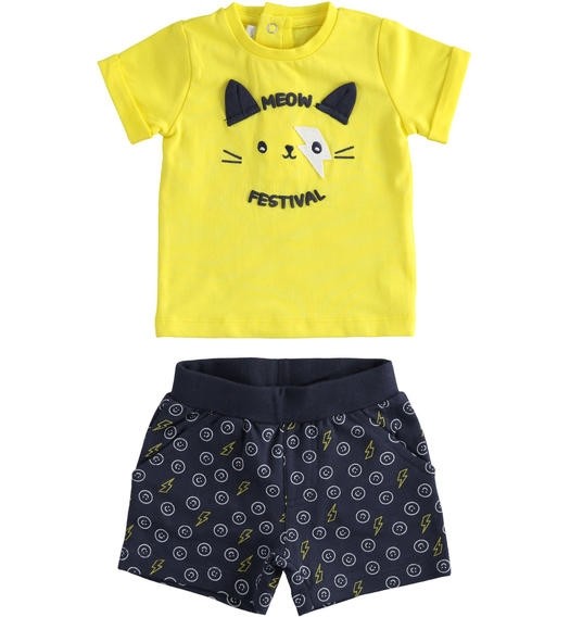 Completo 2 Pezzi In Cotone T-Shirt E Pantalone Corto Neonato Minibanda 2673 - MINIBANDA - LuxuryKids