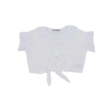 Camicia Corta in Vita Con Fiocco In Cotone Bianca Bambina DR KID DK440 - DR.KID - LuxuryKids