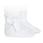 Calzini In Filo Di Cotone Corti Traforati Con Fiocco Neonata CONDOR 519 - Condor - LuxuryKids