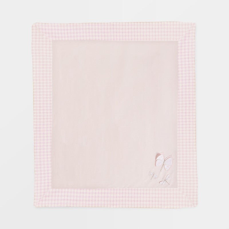 Coperta In Cotone Rosa Con Bordi A Contrasto A Quadretti Neonata MAYORAL 9861R - MAYORAL - LuxuryKids