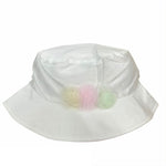 Cappello Modello Pescatore In Rasatello Di Cotone Bianco Con Fiori Multicolour Neonata NNINNAOH E1514 - NINNAOH - LuxuryKids