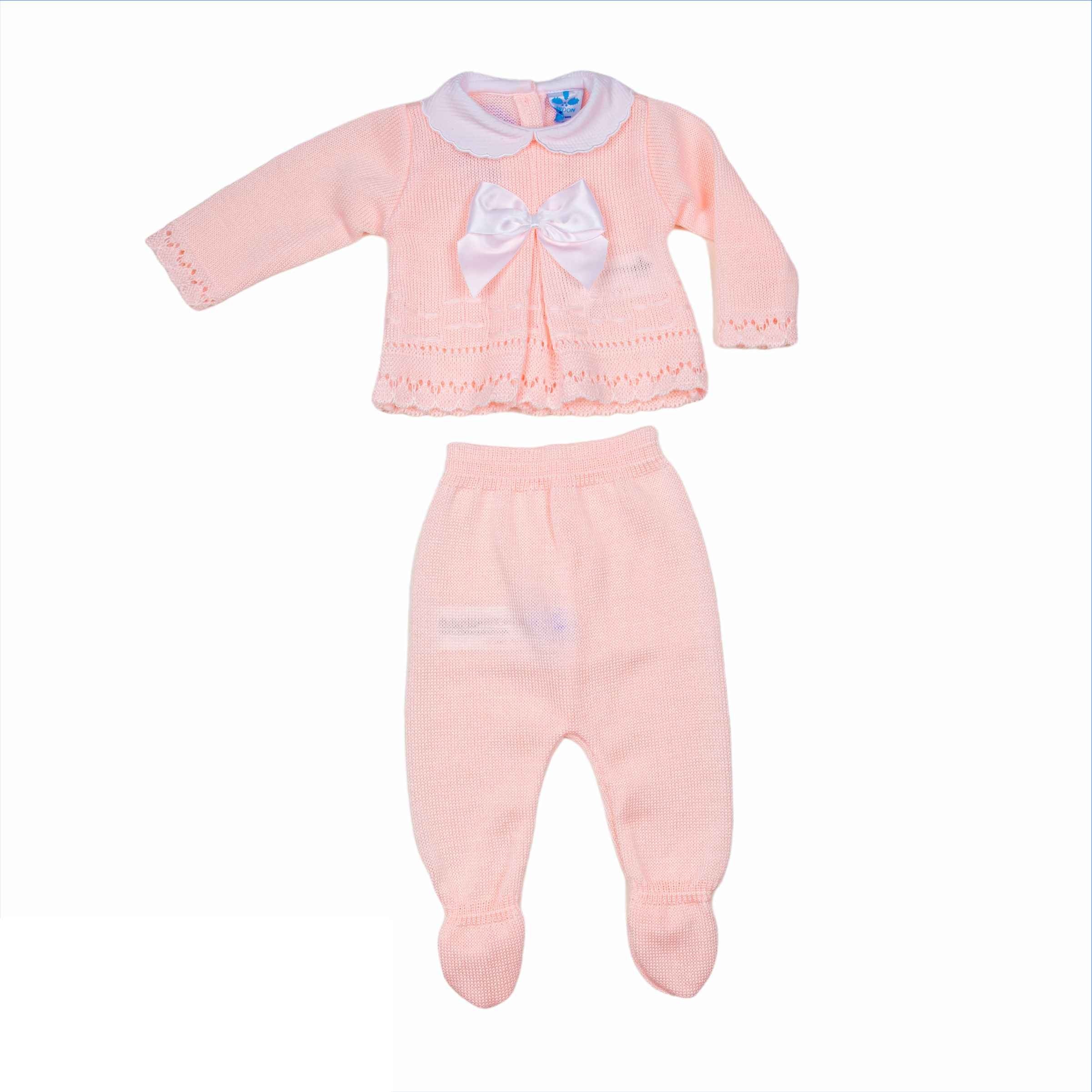 Tutina Spezzata Manica Lunga In Tessuto Anallargico Rosa Neonata SARDON MC180ML - SARDON - LuxuryKids