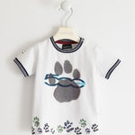 T-shirt Girocollo In Cotone Con Stampa 500 E Zampetta Bianca Neonato SARABANDA 2507 - SARABANDA - LuxuryKids