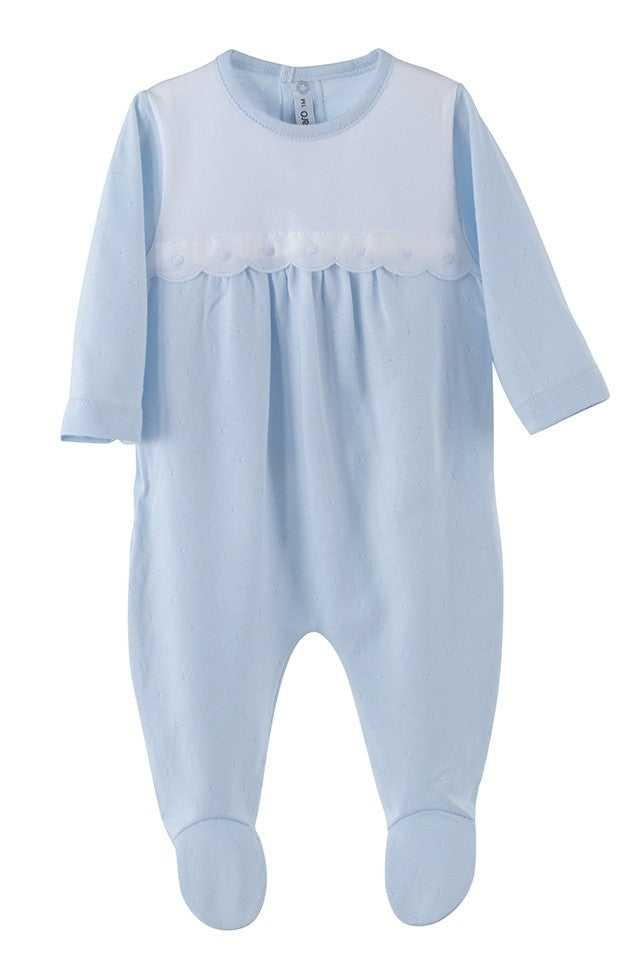 Tutina Intera In Cotone Celeste Neonato CALAMARO 32326 - CALAMARO - LuxuryKids