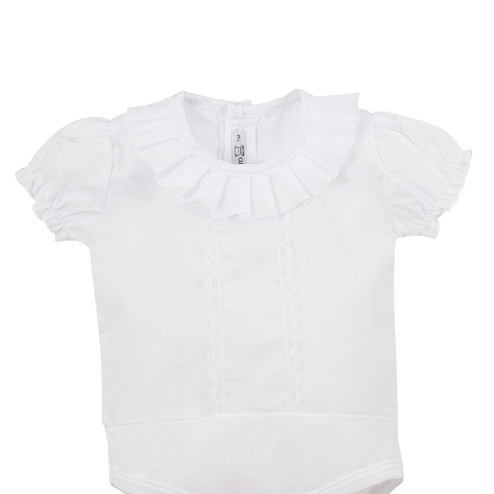 Camicia A Body Mezza Manica In Cotone Con Colletto Bianca Neonata CALAMARO 19064 - CALAMARO - LuxuryKids