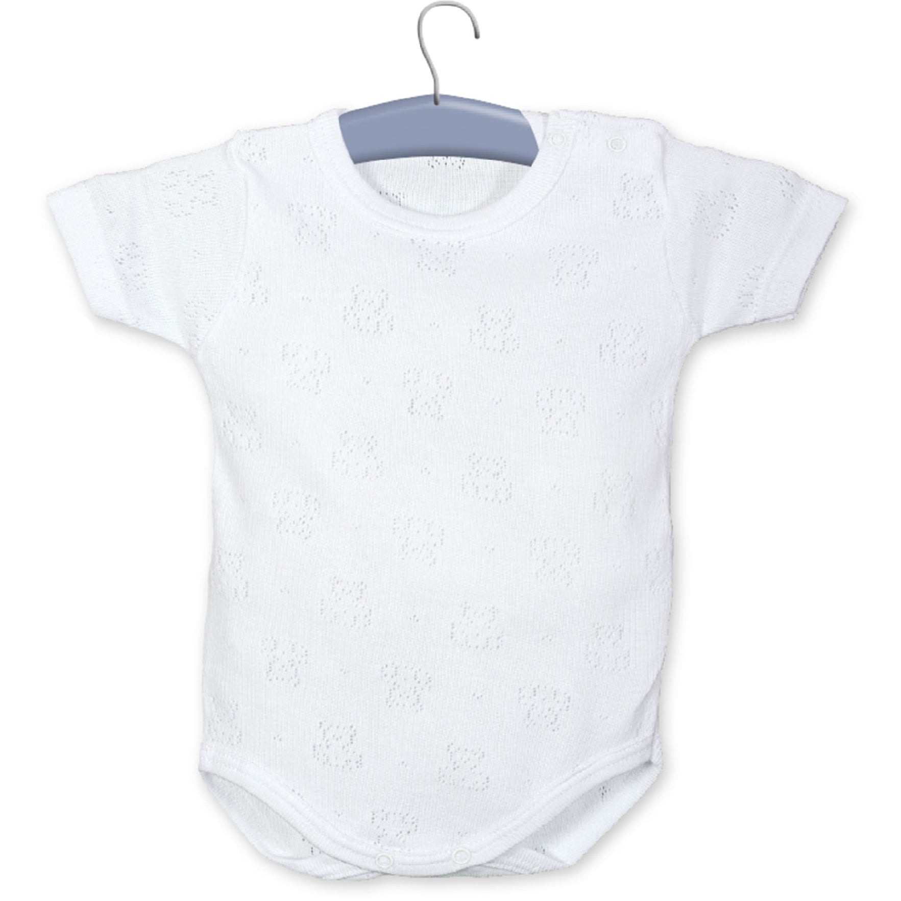 Body Mezza Manica In Cotone Traforato Bianco Neonato-a Unisex CALAMARO 19007 - CALAMARO - LuxuryKids