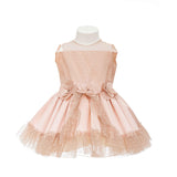 Abito Elegante In Raso e Tulle Rosa Antico Bambina CARMY 3023 - CARMY - LuxuryKids